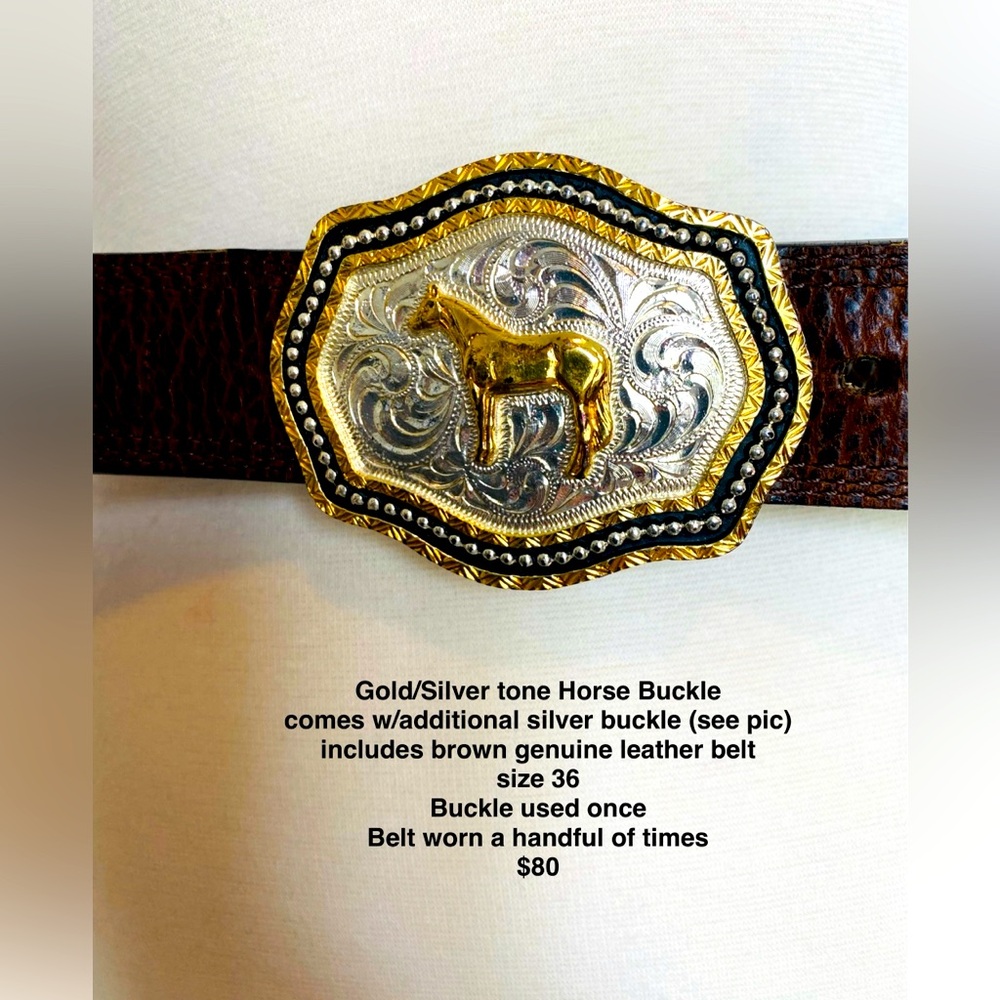 Belt (with unique buckle), size 36, ladies, brown